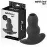 Vue d'ensemble du plug anal creux XXL Addicted Toys en silicone noir, longueur 15,2 cm.