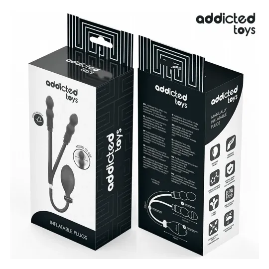 Adjustable double inflatable anal plug by Addicted Toys in soft silicone main view