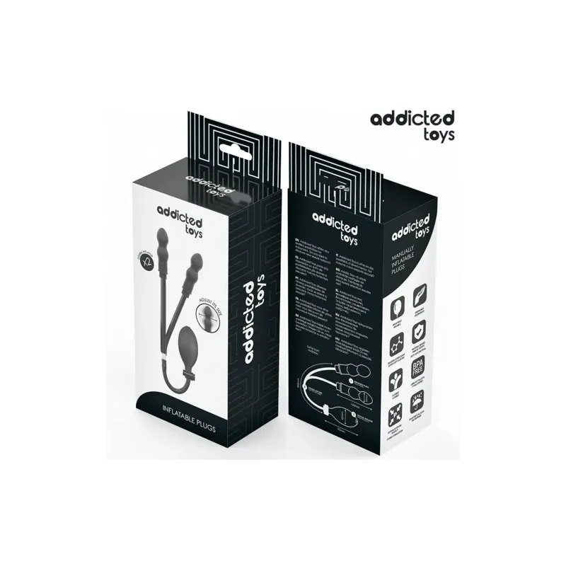 Adjustable double inflatable anal plug by Addicted Toys in soft silicone main view