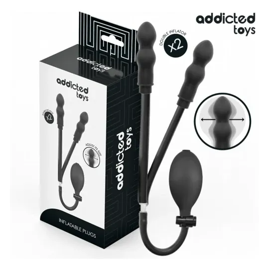 Adjustable double inflatable anal plug by Addicted Toys in soft silicone main view