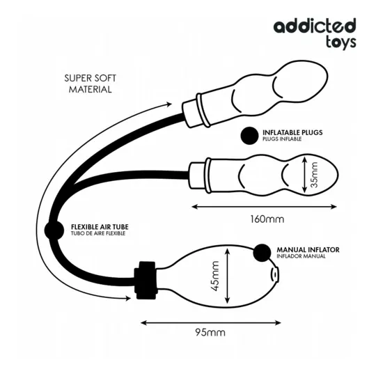 Plug anal double gonflable ajustable Addicted Toys en silicone souple vue principale
