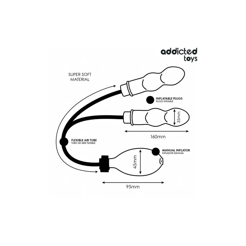 Doppel aufblasbarer Analplug von Addicted Toys aus weichem Silikon Hauptansicht