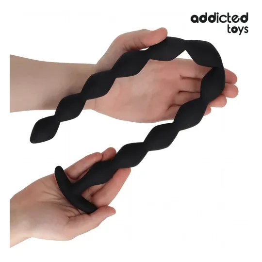 Plug anal extra largo Addicted Toys en silicona negra para estimulación profunda