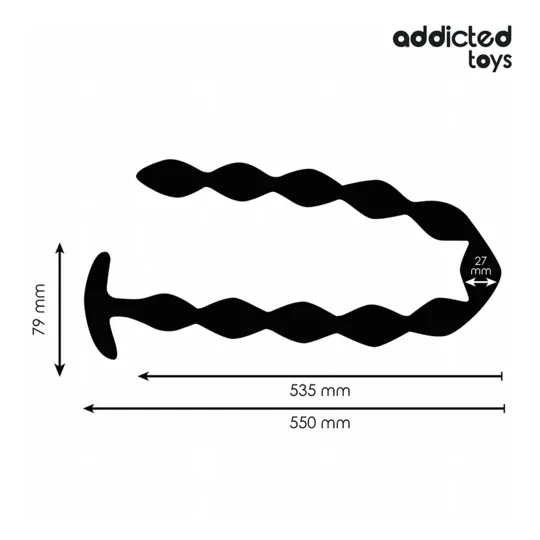 Plug anal extra long Addicted Toys en silicone noir pour stimulation profonde