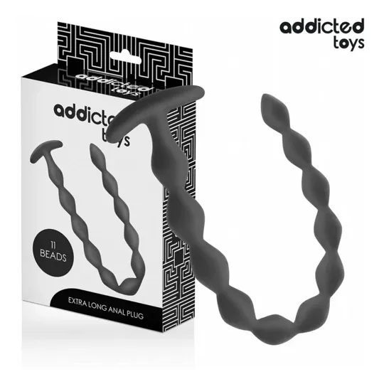 Plug anale extra lungo Addicted Toys in silicone nero per penetrazione profonda