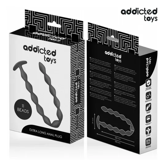 Extra long anal plug Addicted Toys black silicone for deep penetration