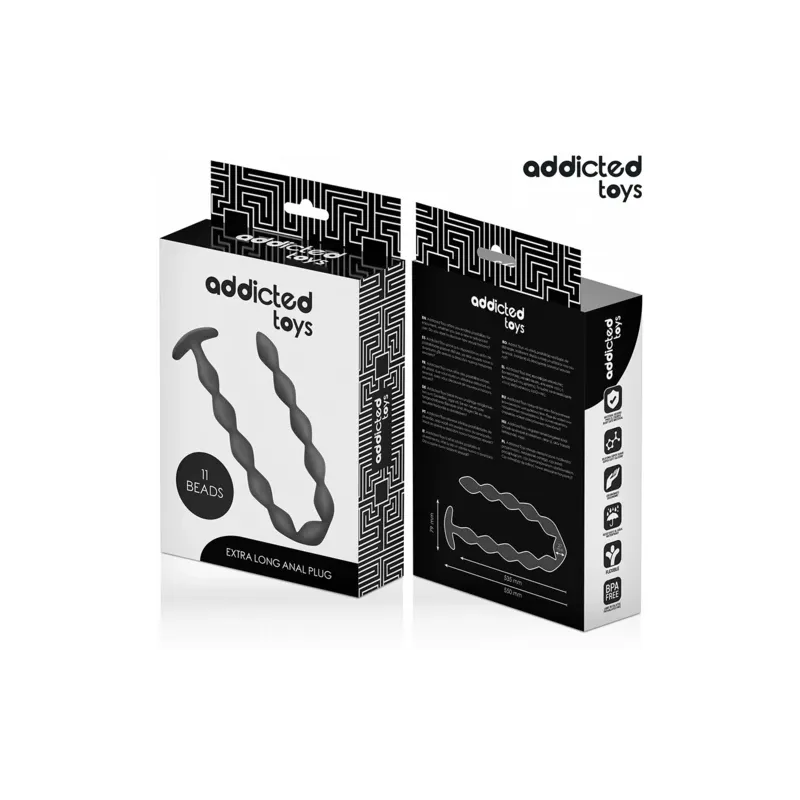 Extra long anal plug Addicted Toys black silicone for deep penetration