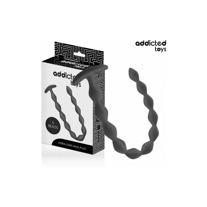 Plug anal extra long Addicted Toys en silicone noir pour stimulation profonde
