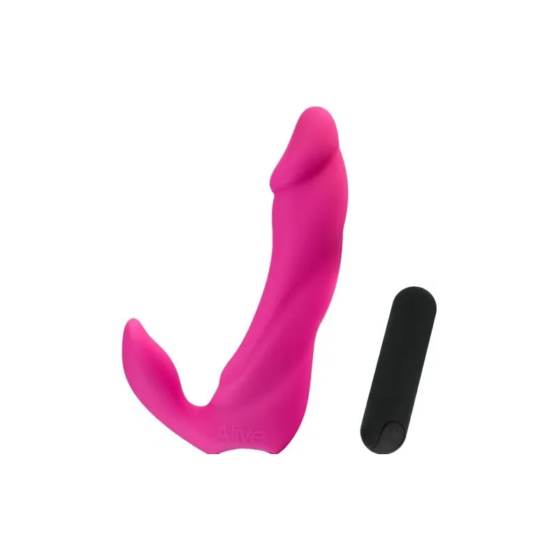 Vibratore ricaricabile doppia stimolazione ALIVE rosa per punto G e clitoride