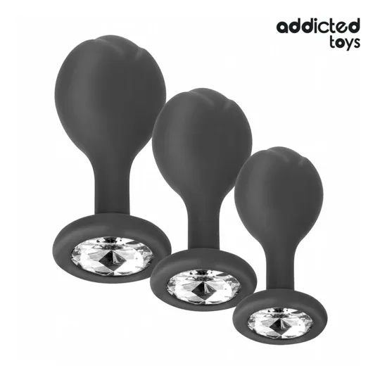 Lot complet de 3 plugs anaux progressifs Addicted Toys avec bijou scintillant