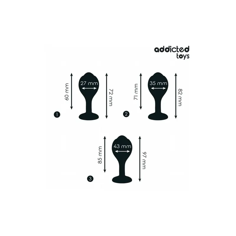 Set completo di 3 plug anali progressivi Addicted Toys con gioiello scintillante
