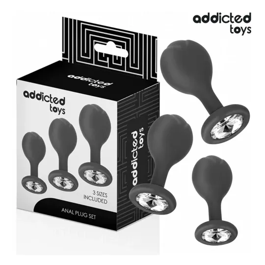 Lot complet de 3 plugs anaux progressifs Addicted Toys avec bijou scintillant