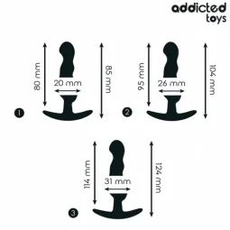 Lot de 3 plugs anaux progressifs en silicone médical Addicted Toys - tailles S M L - sex toy anal sécurisé