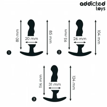 Set di 3 plug anali progressivi in silicone medicale Addicted Toys - taglie S M L - giocattolo anale sicuro
