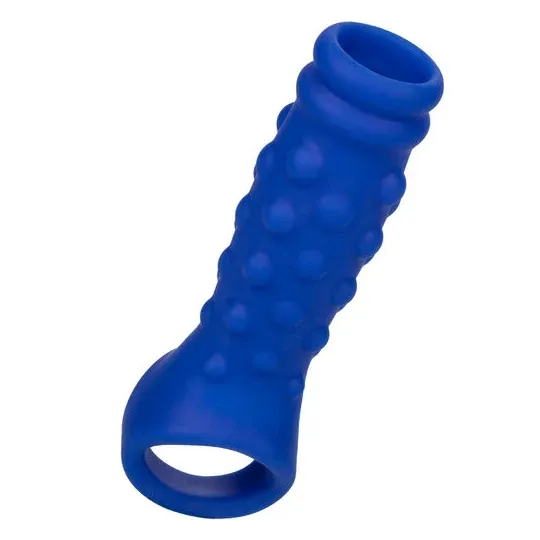 Couvercle de pénis bleu CALEXOTICS en silicone liquide avec perles pour stimulation