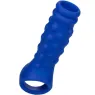 Blue CALEXOTICS liquid silicone beaded penis cap for stimulation