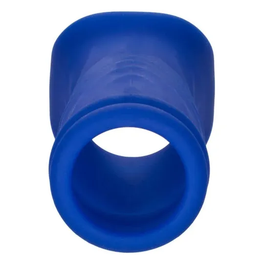 Blaue Peniskappe Wave aus Liquid Silicone von CalExotics, wellenförmige Struktur