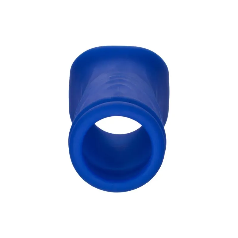 Blaue Peniskappe Wave aus Liquid Silicone von CalExotics, wellenförmige Struktur