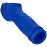 Couvercle pénien Wave silicone liquide bleu de CalExotics, forme ondulée pour extension