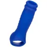 Blaue Peniskappe Wave aus Liquid Silicone von CalExotics, wellenförmige Struktur