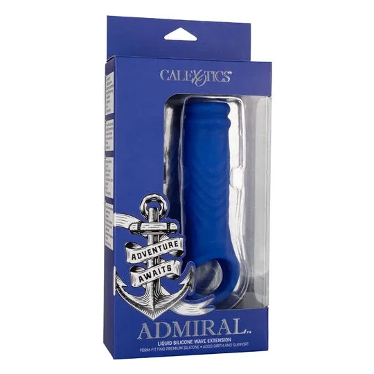 Couvercle pénien Wave silicone liquide bleu de CalExotics, forme ondulée pour extension