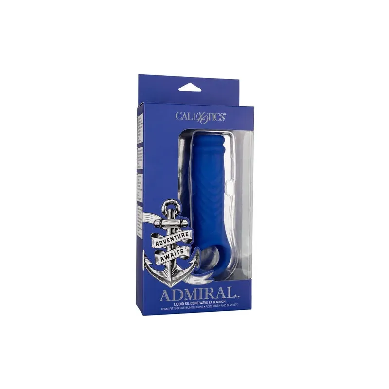 Cappuccio per pene Wave in silicone liquido blu CalExotics, forma ondulata