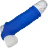 Blaue Peniskappe Wave aus Liquid Silicone von CalExotics, wellenförmige Struktur