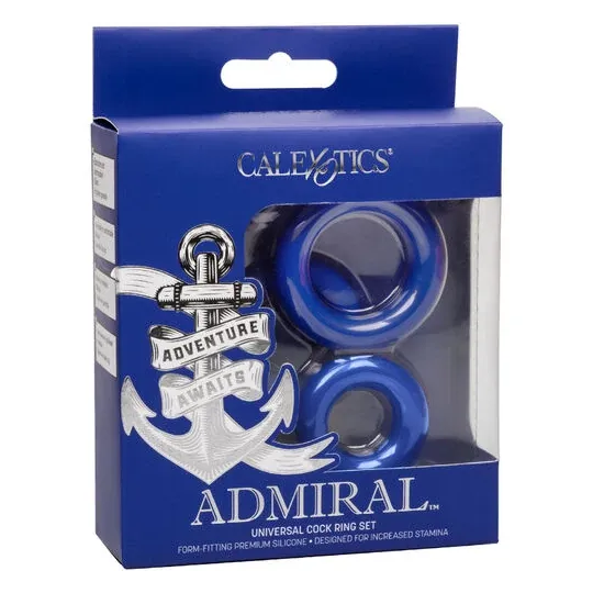 CalExotics Admiral graduated penis ring set blue silicone for enhanced male performance