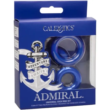 CalExotics Admiral graduated penis ring set blue silicone for enhanced male performance