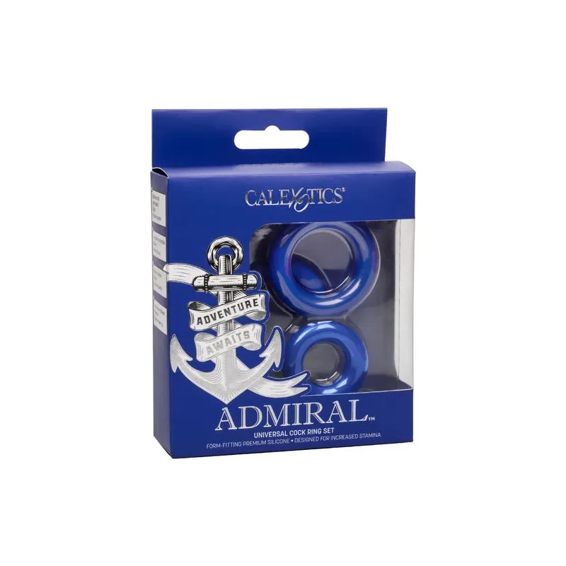 CalExotics Admiral graduated penis ring set blue silicone for enhanced male performance