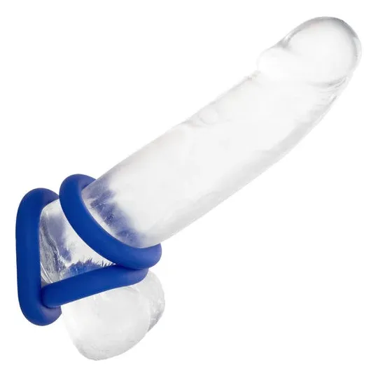 CalExotics Admiral graduated penis ring set blue silicone for enhanced male performance