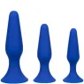 Kit 3 plugs anals Admiral CalExotics en silicone bleu, tailles graduées avec base ventouse pour entraînement anal progressif.
