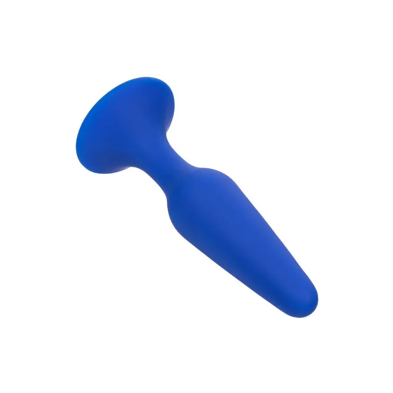 Kit 3 plugs anals Admiral CalExotics en silicone bleu, tailles graduées avec base ventouse pour entraînement anal progressif.