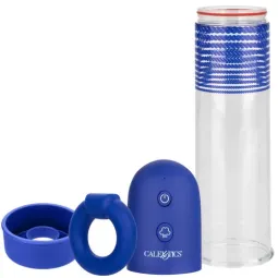 Kit pompe de montage rechargeable Admiral CalExotics, cylindre transparent, anneau silicone liquide pour érection.