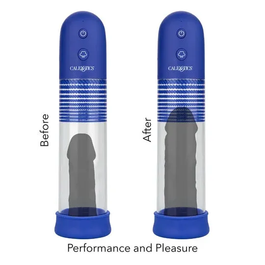 Kit pompe de montage rechargeable Admiral CalExotics, cylindre transparent, anneau silicone liquide pour érection.