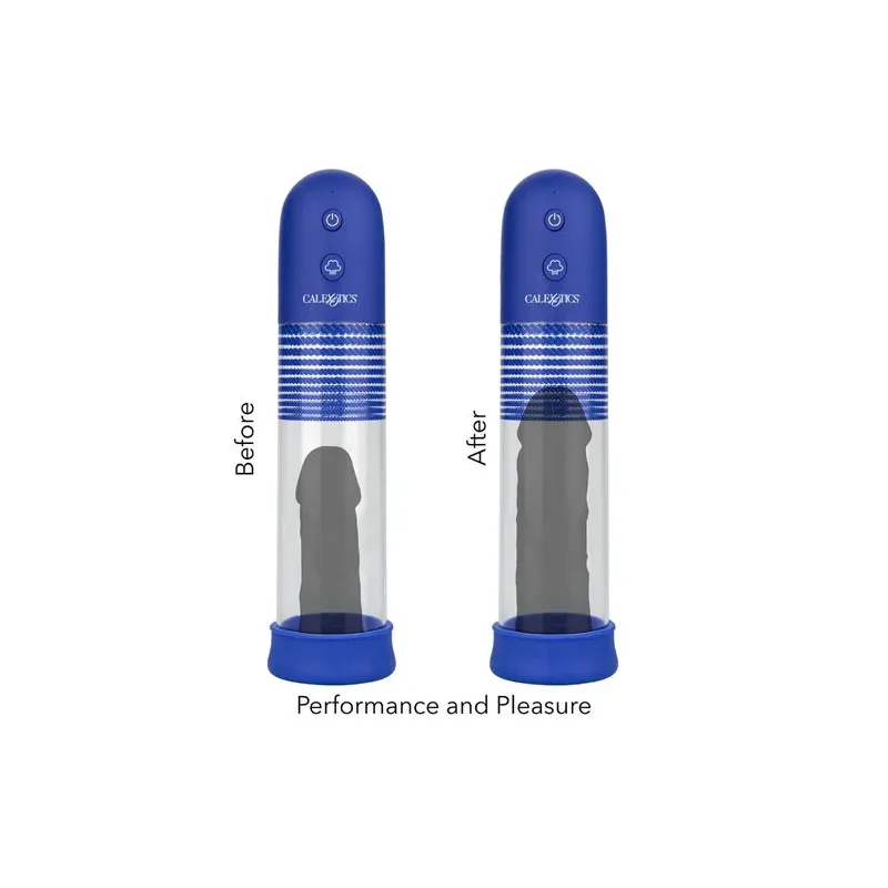 Kit pompe de montage rechargeable Admiral CalExotics, cylindre transparent, anneau silicone liquide pour érection.