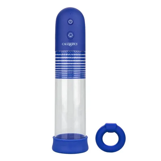Kit pompe de montage rechargeable Admiral CalExotics, cylindre transparent, anneau silicone liquide pour érection.