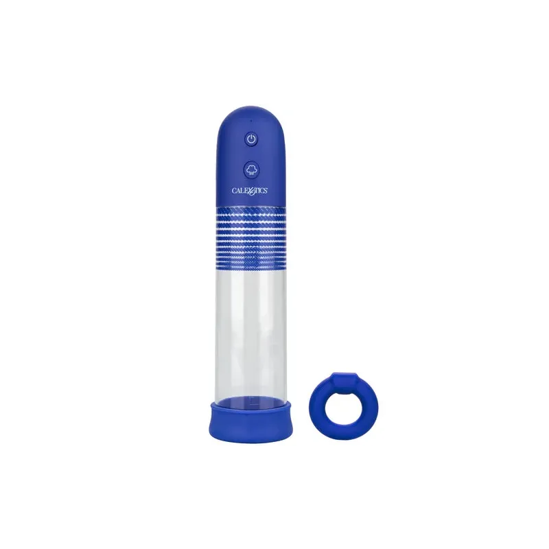 Kit pompe de montage rechargeable Admiral CalExotics, cylindre transparent, anneau silicone liquide pour érection.