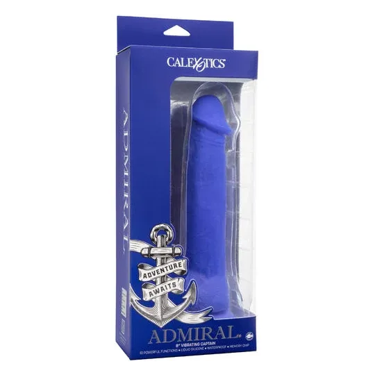 Gode vibrant réaliste CalExotics Captain Admiral bleu en silicone étanche avec ventouse