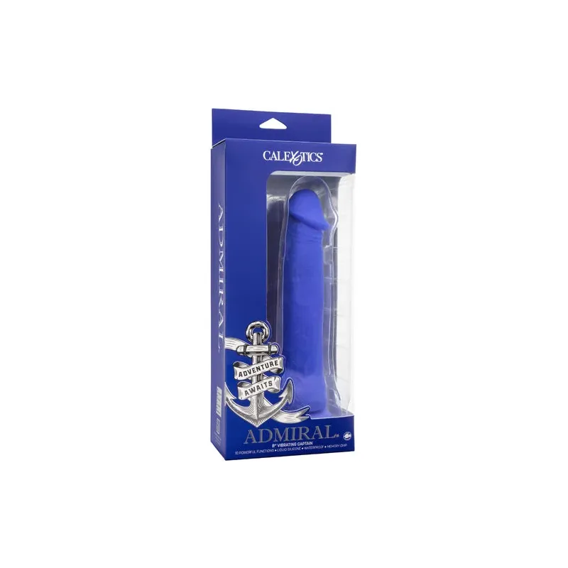 Gode vibrant réaliste CalExotics Captain Admiral bleu en silicone étanche avec ventouse