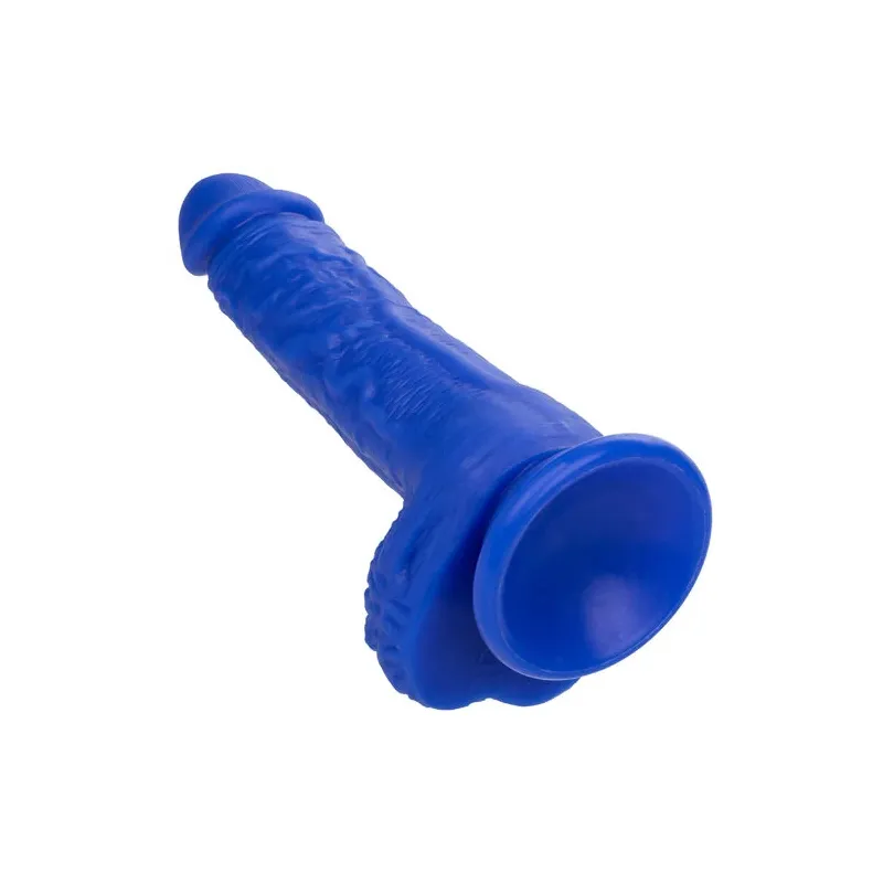 Vibratore realistico CalExotics Admiral Sailor blu silicone ventosa, vista d'insieme