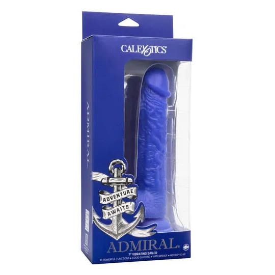 Realistischer Vibrator Dildo CalExotics Admiral Sailor blau Silikon Saugnapf, Gesamtansicht
