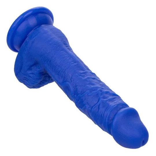 Vibratore realistico CalExotics Admiral Sailor blu silicone ventosa, vista d'insieme