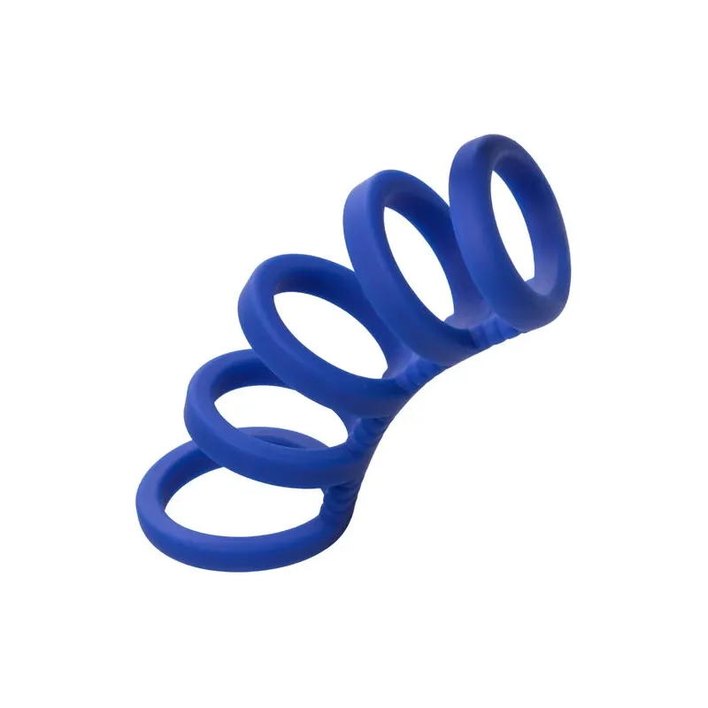 Cage pénienne en silicone liquide bleue CalExotics avec anneaux de support pour érection