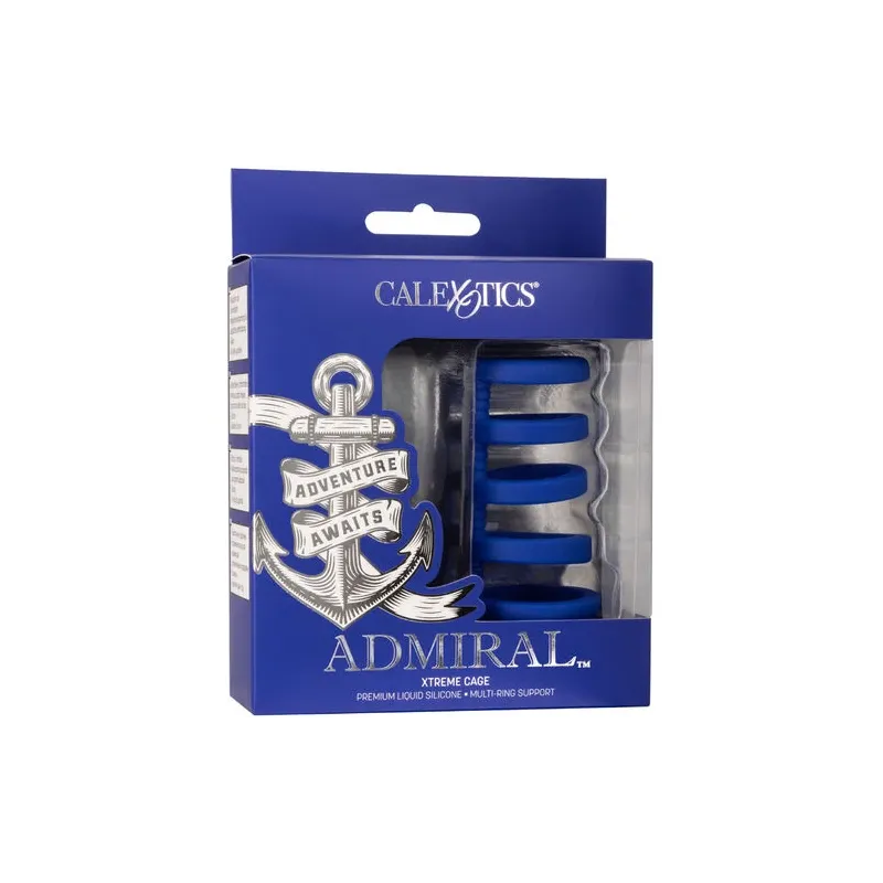 Cage pénienne en silicone liquide bleue CalExotics avec anneaux de support pour érection
