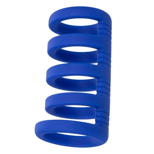 Cage pénienne en silicone liquide bleue CalExotics avec anneaux de support pour érection