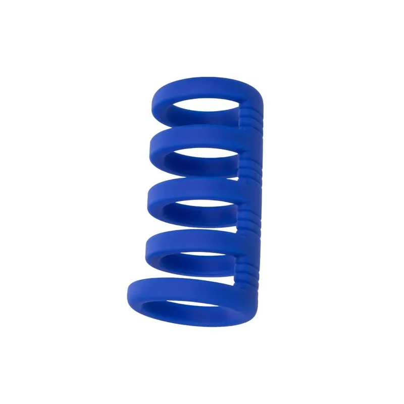 Cage pénienne en silicone liquide bleue CalExotics avec anneaux de support pour érection