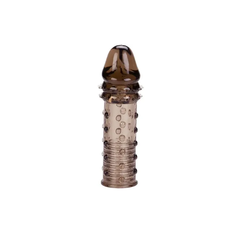 Rallonge pénienne Adonis Calexotics silicone noir transparent, 5 cm, texture stimulante, double fonction anneau.