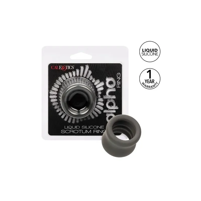 Anneau d'étirement du scrotum CalExotics Alpha noir en silicone liquide forme sablier