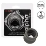 Anillo estirador escrotal CalExotics Alpha negro de silicona líquida forma reloj de arena